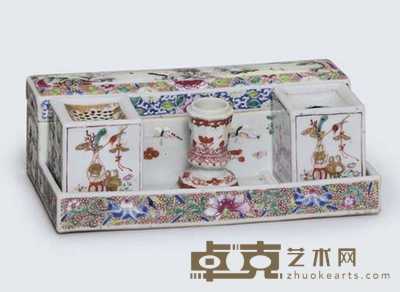 EARLY QIANLONG (1736-95) A FAMILLE ROSE RECTANGULAR DESK SET 